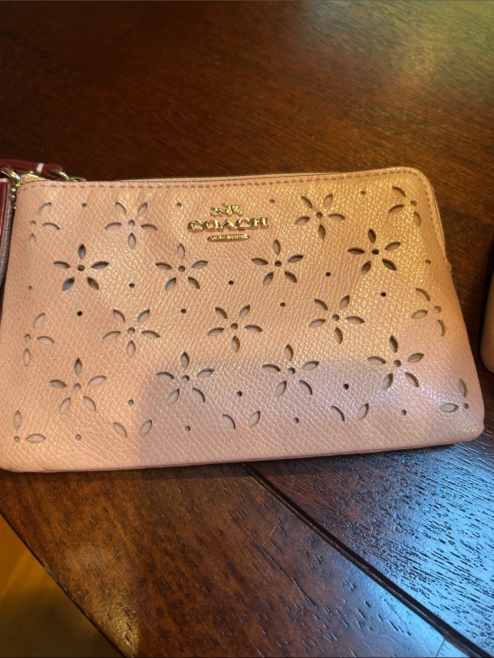 Coach Pink Floral Laser-Cut Tote with Matching Wristlet